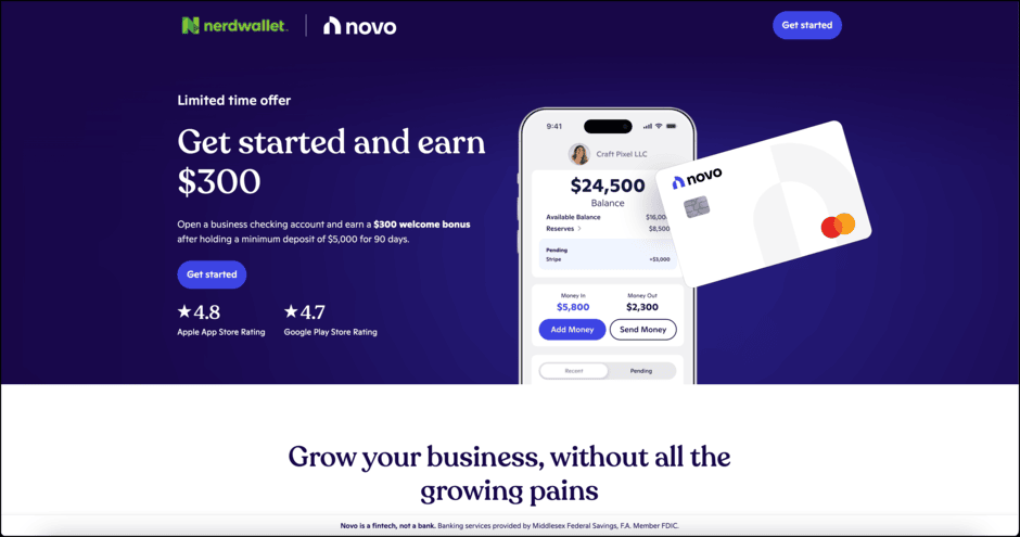 Novo - $300 Business Checking Bonus - Profitable Content