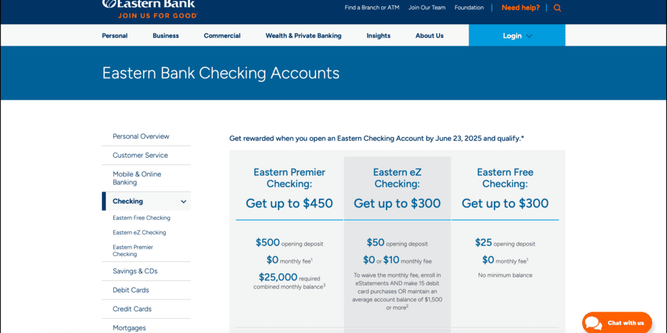 Eastern Bank - $450 Checking Bonus - Profitable Content